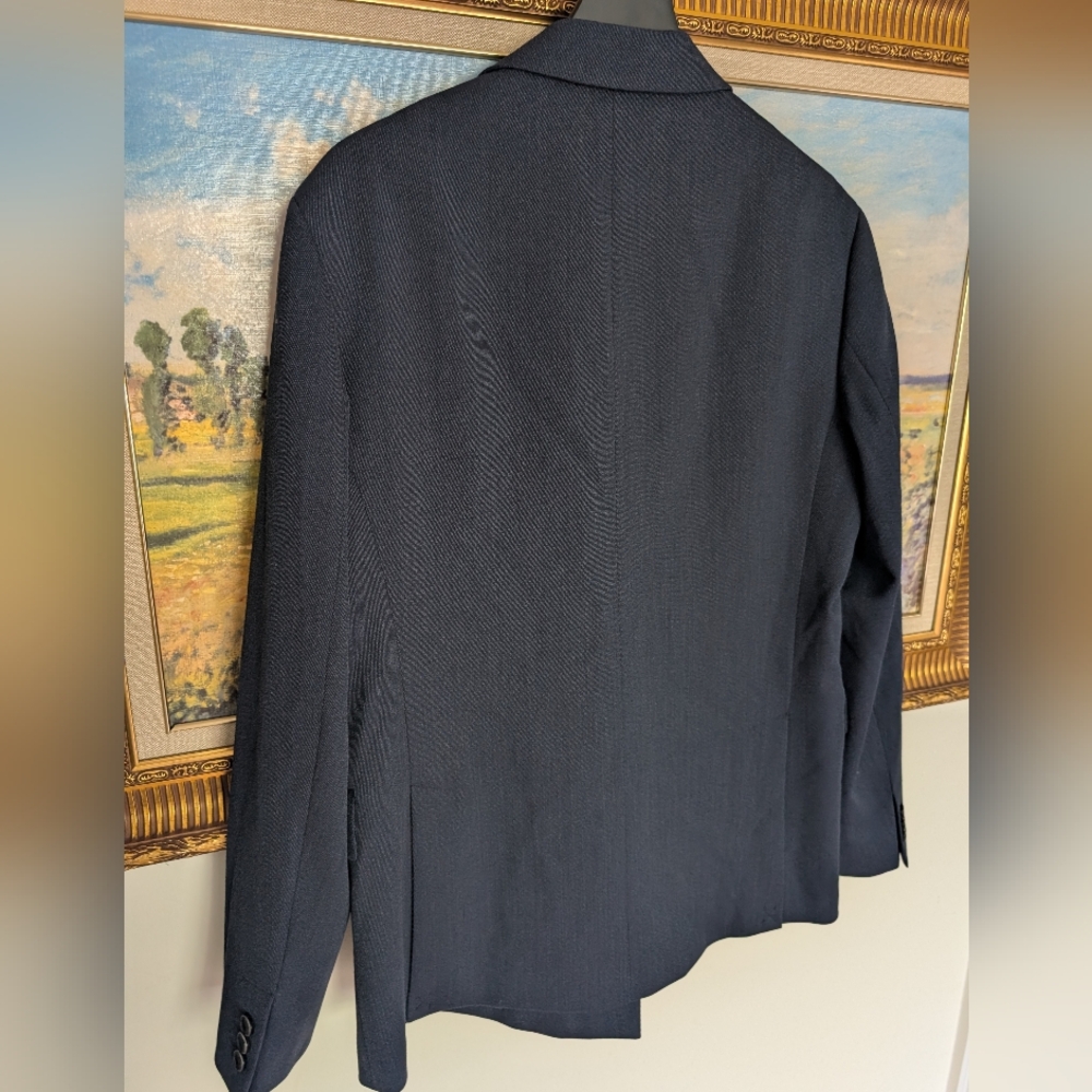 Zara Navy Double-Breasted Blazer 40R - Picture 2 of 7